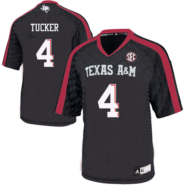 Men #4 Derrick Tucker Texas A&M Aggies College Football Jerseys Sale-Black - Click Image to Close